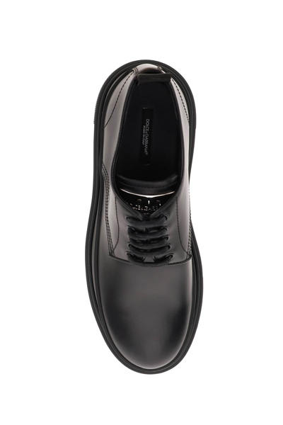Shop Dolce & Gabbana Leather Lace-up Shoes With Lug Sole Men In Black
