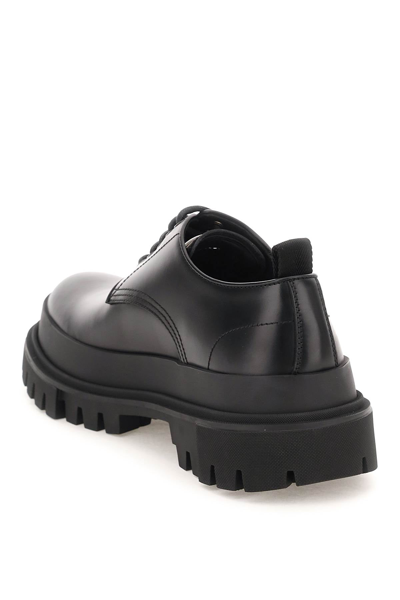 Shop Dolce & Gabbana Leather Lace-up Shoes With Lug Sole Men In Black