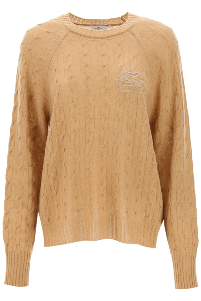 Shop Etro Cashmere Sweater With Pegasus Embroidery Women In Cream