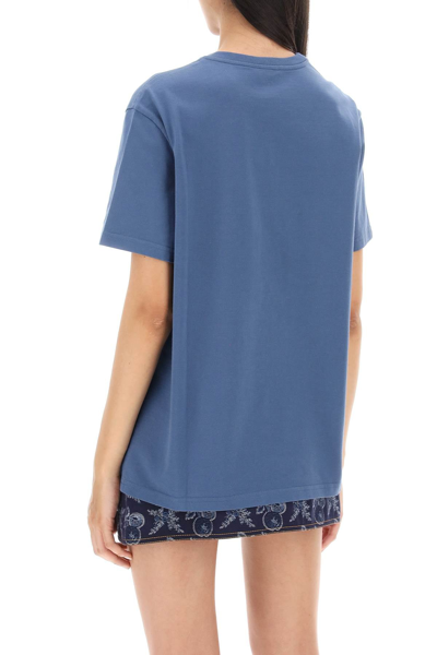 Shop Etro T-shirt With Pegasus Embroidery Women In Blue