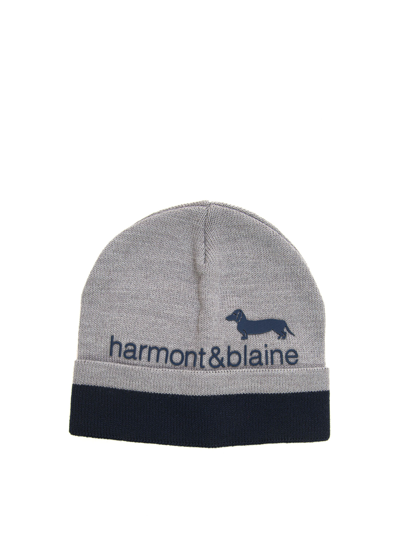 Shop Harmont & Blaine Hat In Grey/blue