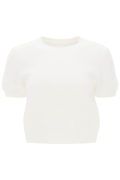 Shop Maison Margiela Angora Wool Short-sleeved Top Women In White