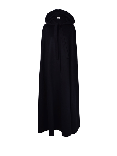 Shop P.a.r.o.s.h Long Maxi Black Cape With Hood In Nero