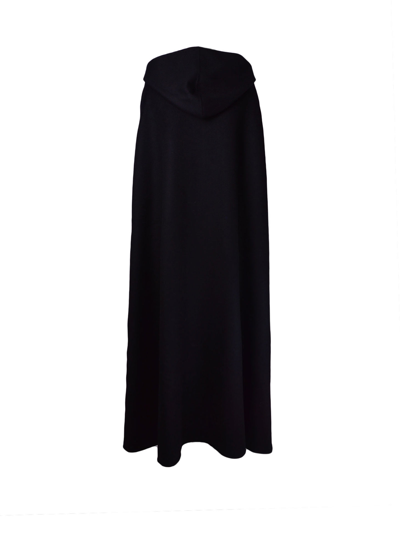 Shop P.a.r.o.s.h Long Maxi Black Cape With Hood In Nero