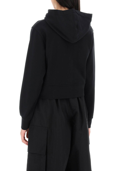 Shop Palm Angels Cropped Hoodie With Embroidery Women In Black