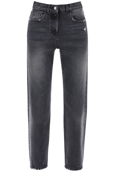 Shop Palm Angels Straight Cut Jeans Women In Gray