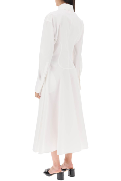 Shop Valentino Garavani Compact Poplin Midi Dress With Rose Women In White