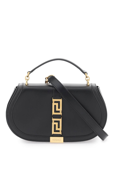 Shop Versace 'greca Goddess' Shoulder Bag Women In Black