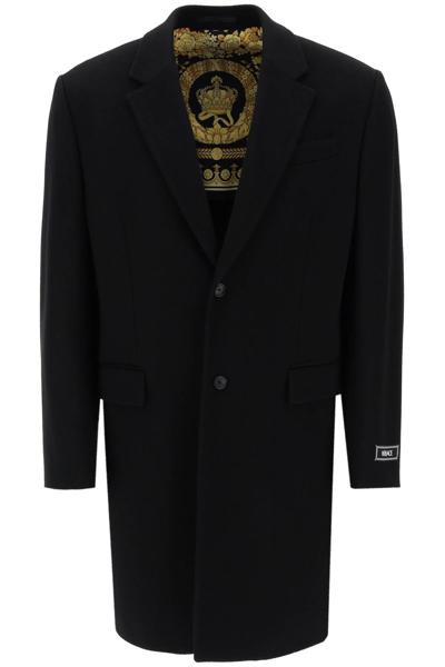 Shop Versace Barocco Single-breasted Coat Men In Black