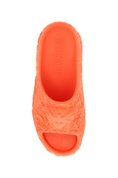 Shop Versace Medusa Dimension Slides Men In Orange