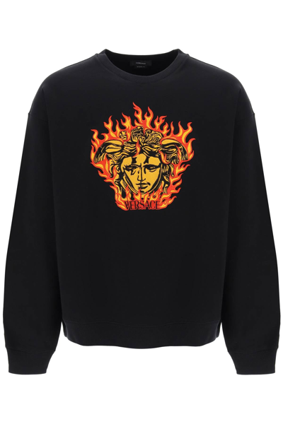 Shop Versace Medusa Flame Sweatshirt Men In Multicolor