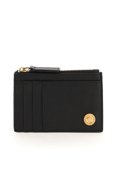 Shop Versace Medusa Zipped Cardholder Men In Black