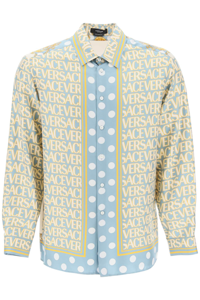 Shop Versace Silk  Allover Shirt Men In Multicolor