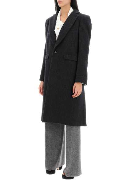 Shop Vivienne Westwood Alien Teddy Pinstripe Coat Women In Gray