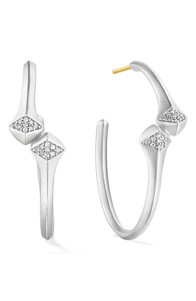 Shop Judith Ripka Iris Diamond Hoop Earrings In Silver