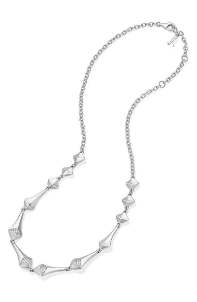 Shop Judith Ripka Iris Diamond Station Necklace In Silver