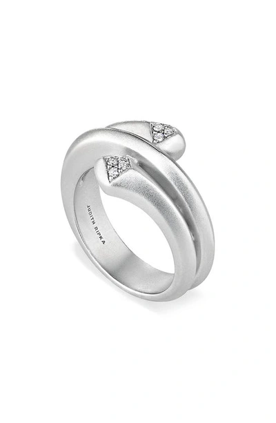 Shop Judith Ripka Iris Diamond Bypass Ring In Silver