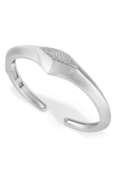 Shop Judith Ripka Iris Diamond Cuff Bracelet In Silver