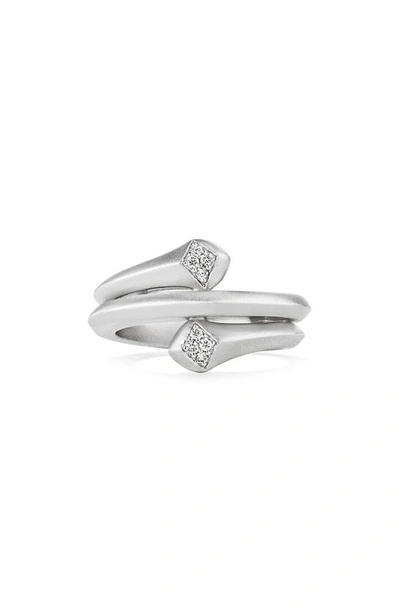 Shop Judith Ripka Iris Diamond Bypass Ring In Silver