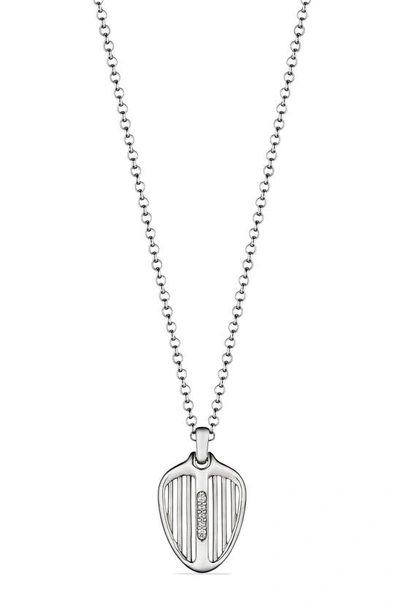 Shop Judith Ripka Cielo Diamond Shield Pendant Necklace In Silver