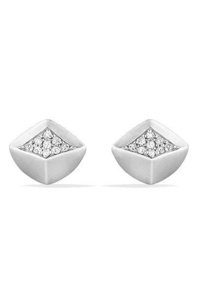 Shop Judith Ripka Iris Diamond Stud Earrings In Silver