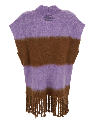 Shop Etro Fringes Knit In Multicolor