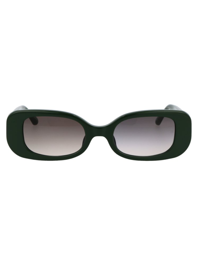Shop Linda Farrow Lola Rectangle Frame Sunglasses In Green