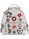 FENDI mini flower appliqué backpack,レザー100%
