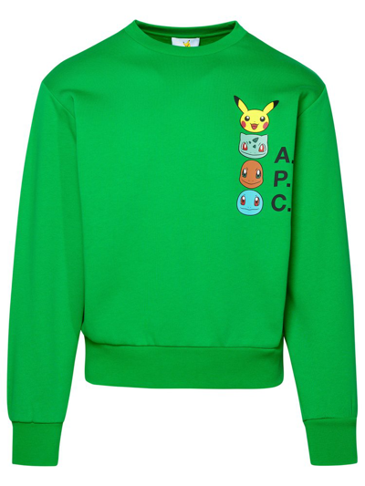 Shop Apc A.p.c. Graphic Printed Crewneck Sweater In Green