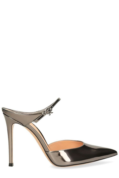 Shop Gianvito Rossi Ribbon Pointed In Silver