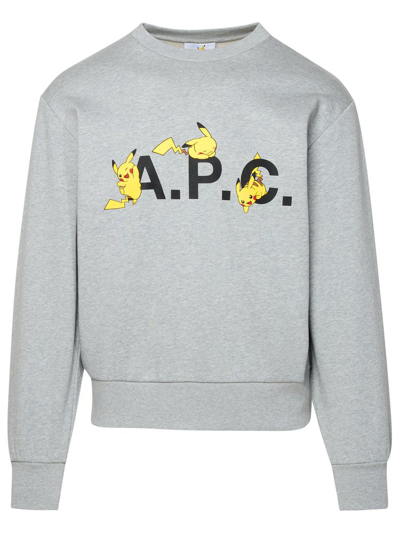 Shop Apc A.p.c. Logo Printed Crewneck Sweater In Grey