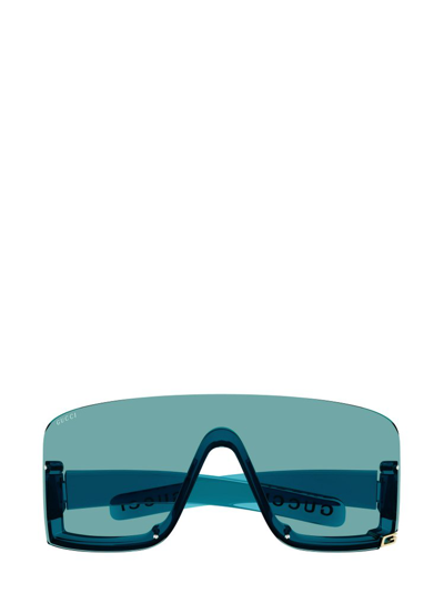 Shop Gucci Eyewear Oversized Frame Sunglasses In Blue