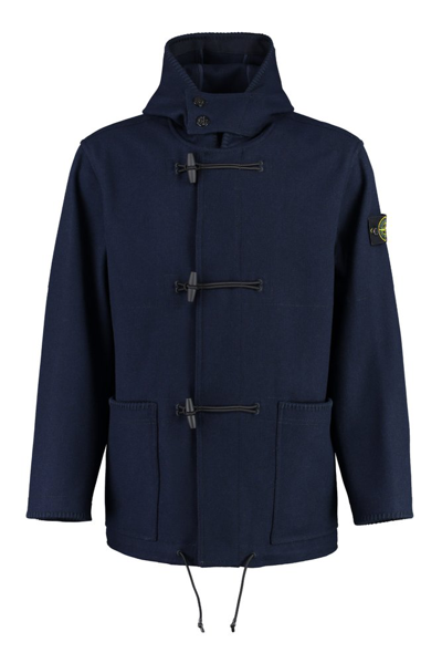 Shop Stone Island Compass Patch Coat In Blue