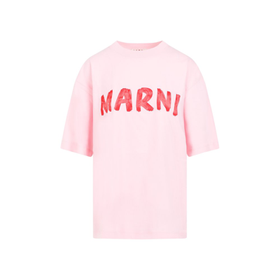 Shop Marni Logo Printed Crewneck T In Pink