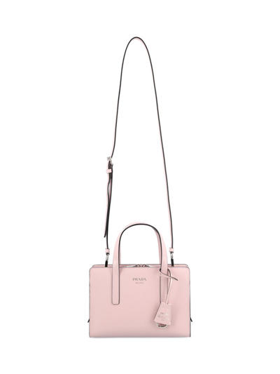 Shop Prada Logo Detailed Top Handle Tote Bag In Pink