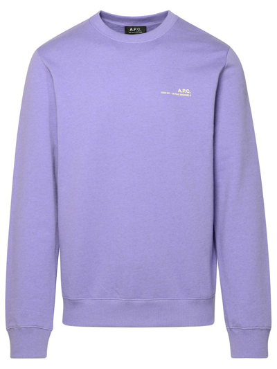 Shop Apc A.p.c. Logo Printed Crewneck Sweatshirt In Purple