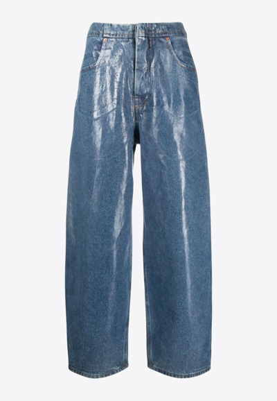 Mm6 Maison Margiela Coated Denim Pants In Blue