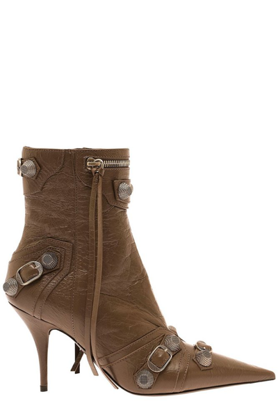 Shop Balenciaga Cagole Heeled Boots In Brown