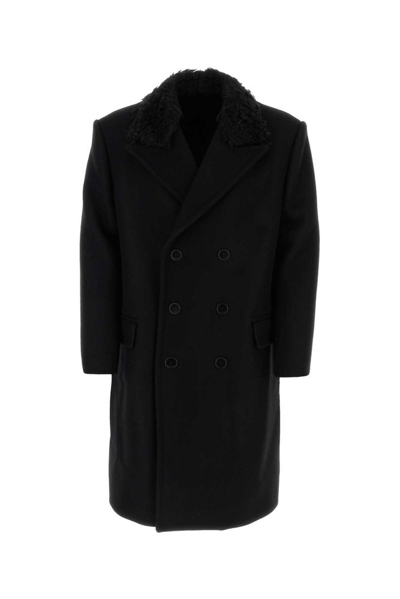 Shop Lanvin Double Breasted Coat In Black