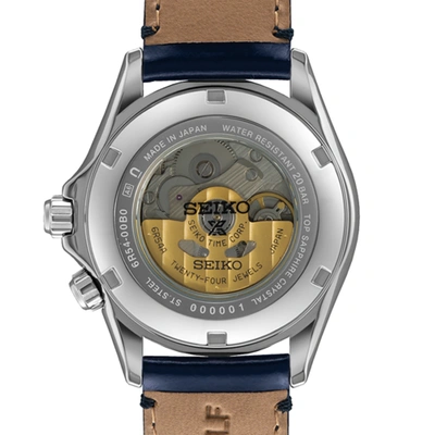 Pre-owned Seiko Presage Spb377j1 Alpinist Blue Dial Gmt Leather 200m Automatic Watch