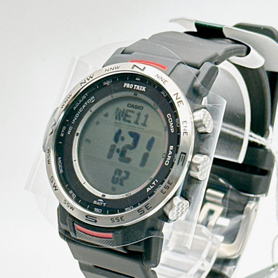 Pre-owned Casio Pro Trek Prw-35-1ajf Climber Digital Watch Men Solar Atomic Triple Sensor