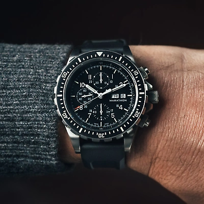 Pre-owned Marathon 46mm Jumbo Diver/pilot's Automatic Chronograph (csar) 316l Stainless St