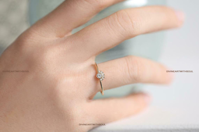 Pre-owned Handmade Solid Gold With Natural Diamonds 14k Crown Cluster Promise Ring For Women's In White