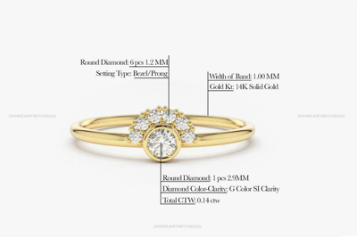 Pre-owned Handmade Solid Gold With Natural Diamonds 14k Crown Cluster Promise Ring For Women's In White