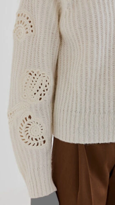 Pre-owned Vince $525  Women's White Alpaca/wool Crochet Rib Pullover Sweater Size Xl