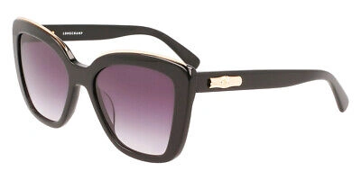 Pre-owned Longchamp Lo692s Sunglasses Women Black Cat Eye 53mm 100% Authentic