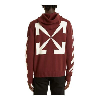 Pre-owned Off-white Diagonal Arrow Knit Zip Hoodie Mens Style : Omha080f22kni00 In Red