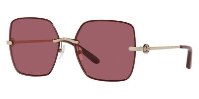 Pre-owned Tory Burch Ty6080 Sunglasses Women Gold Geometric 58mm 100% Authentic In Solid Bordeaux