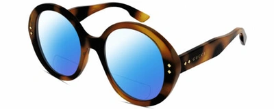 Pre-owned Gucci Gg1081s Womens Polarized Bifocal Sunglass Tortoise Havana Gold 54mm 41 Opt In Blue Mirror