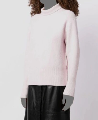 Pre-owned Vince $546  Women Pink Wool Cashmere Ribbed Turtle Neck Long Sleeve Sweater M